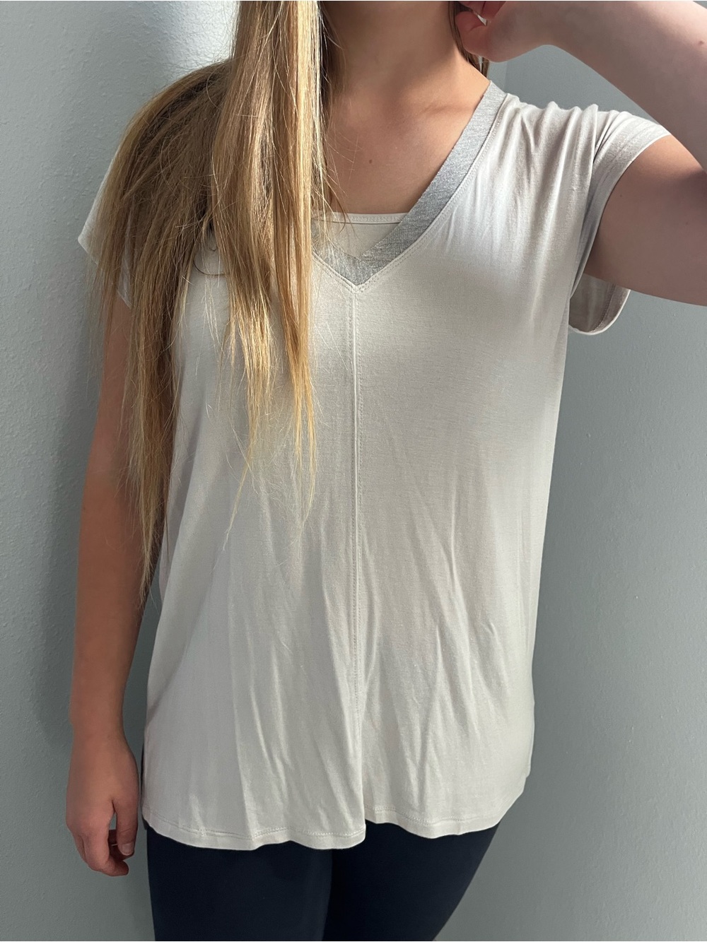 Silver V-Neck Tee